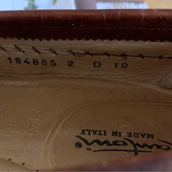 Santoni Mens Leather Interwoven Design almond toe Brown loafers Size 10 main image 13